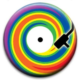 Vinyl Record Rainbow Swirl - Small Retro Badge