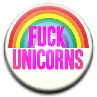 Fuck Unicorns Pink Rainbow - Small Retro Badge