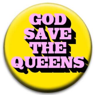 God Save The Queens Small Retro Badge Yellow