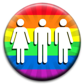 Gender Neutral Symbols With Rainbow Flag Small Retro Badge