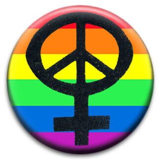 Women Peace Sign Rainbow Flag Small Retro Badge