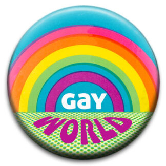 Gay World Rainbow Small Retro Badge