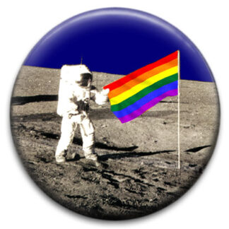 Astronaut Moon Rainbow Flag Badge
